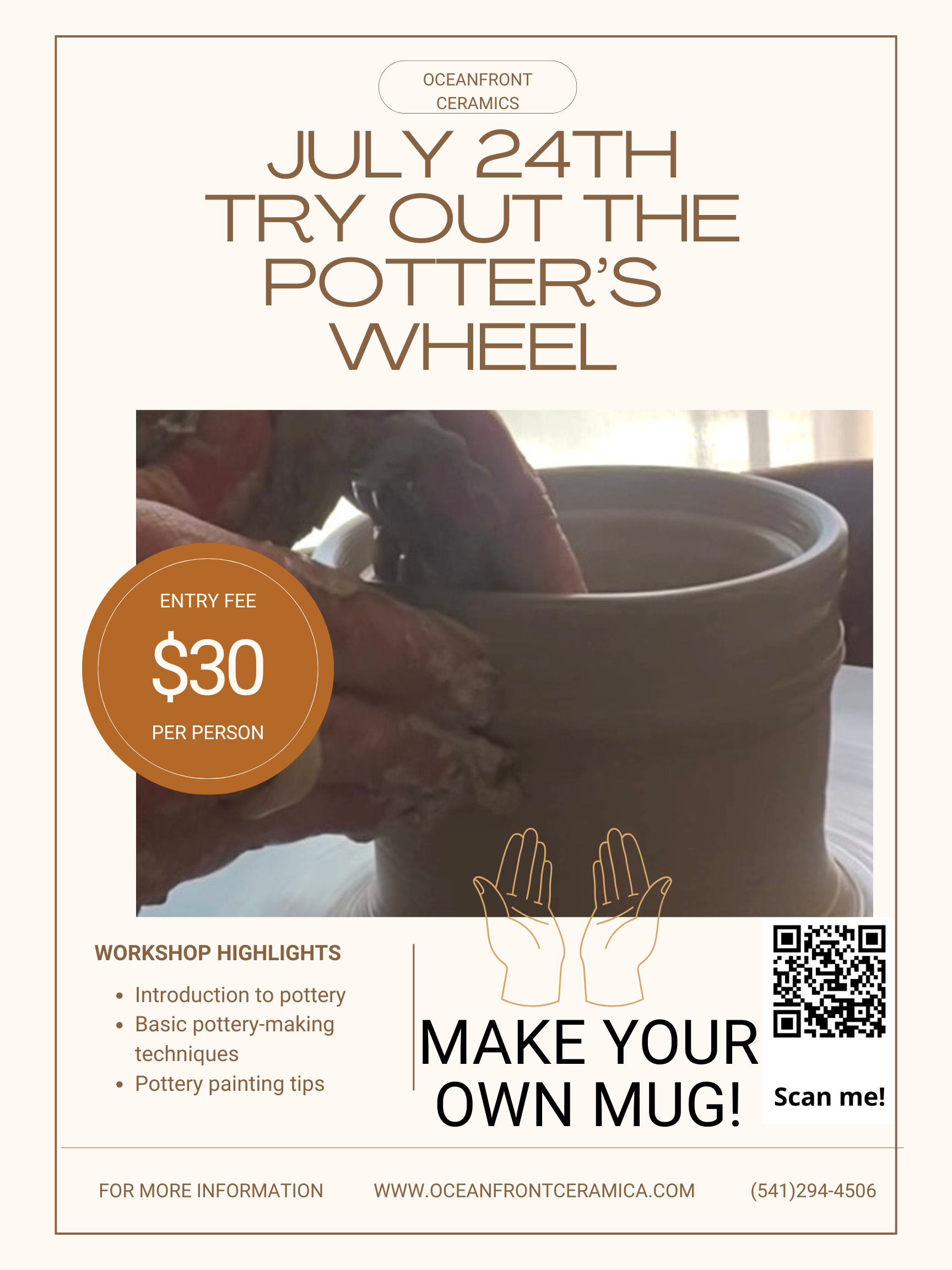 Try Out the Potter’s Wheel July 24th @3:30pm