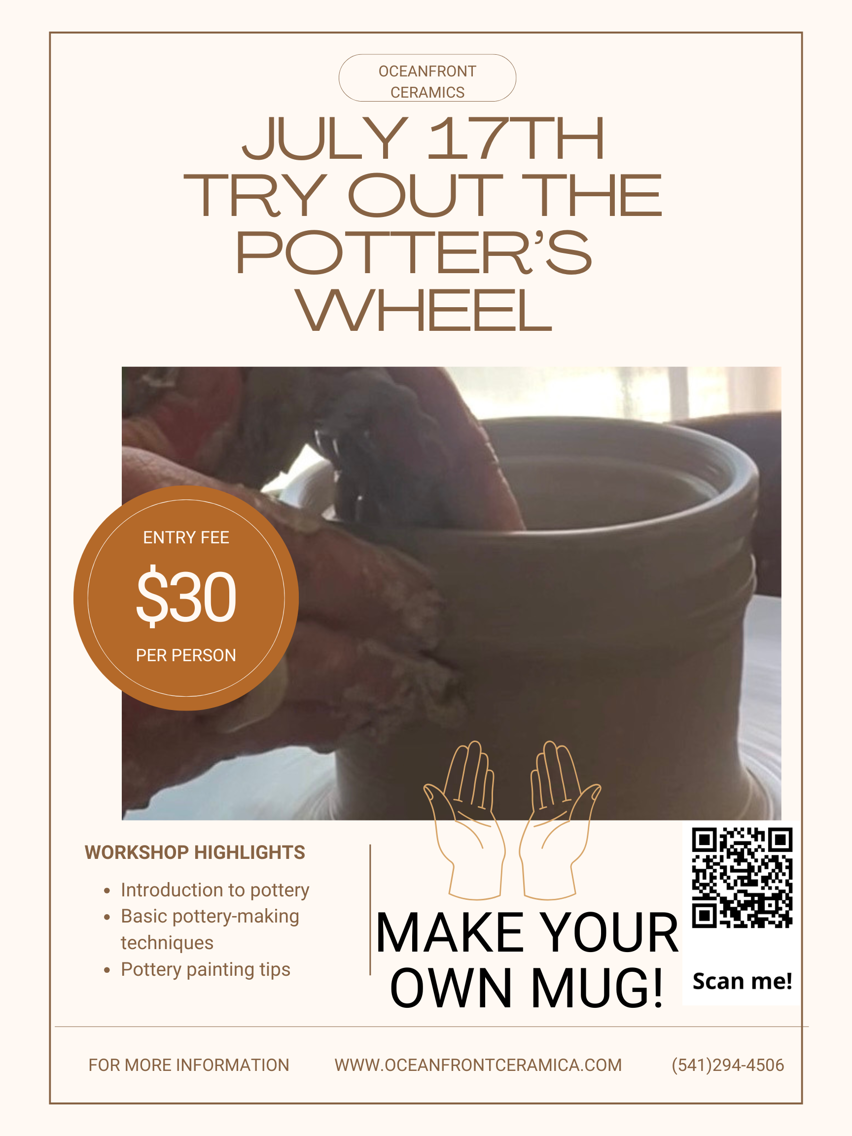 Try Out the Potter’s Wheel July 17th 3:30PM