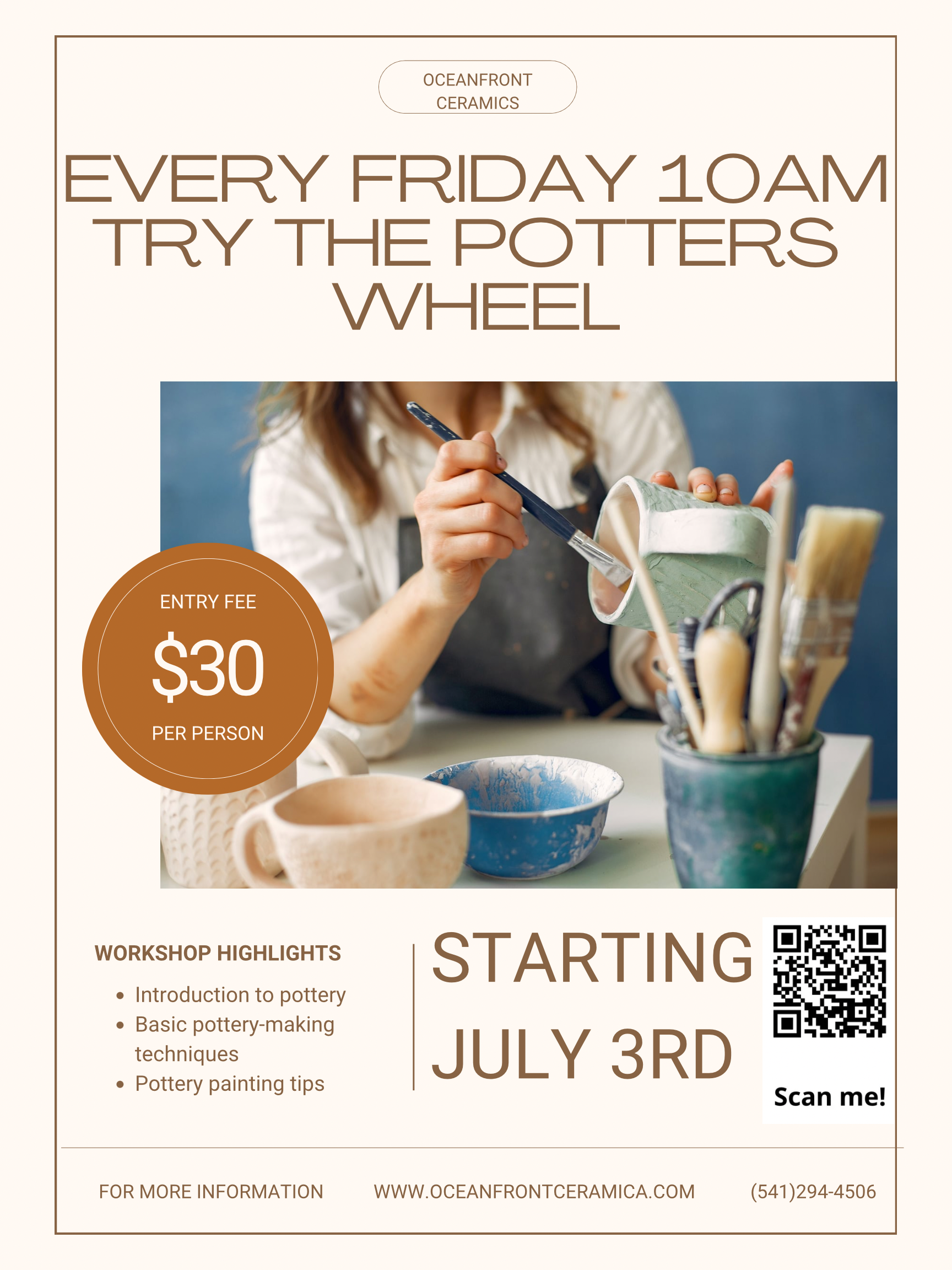 Try Out the Potter’s Wheel- July 3rd -1pm to 4 pm